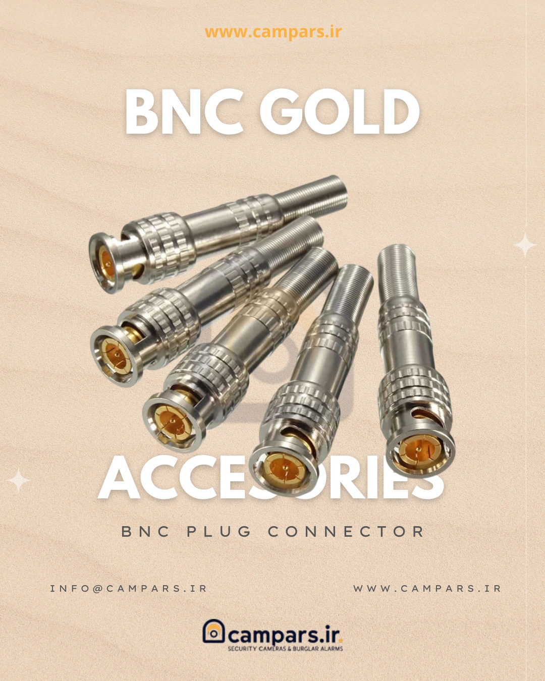 رابط BNC پیچی طلایی با کیفیت عالی برای دوربین مداربسته