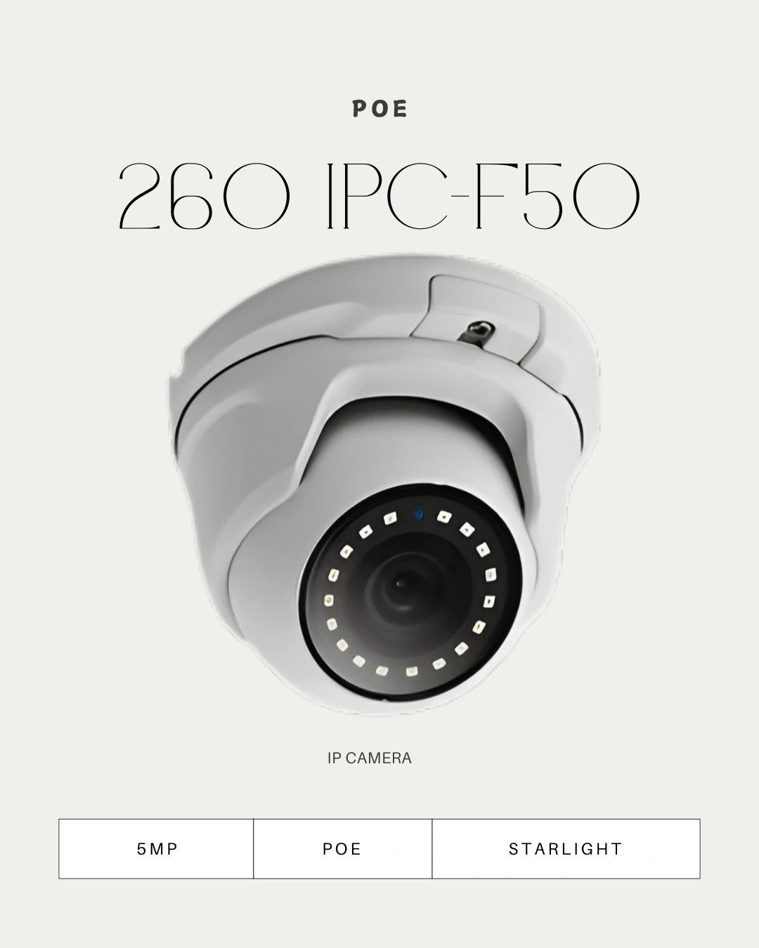 دوربین مداربسته IP F-50 با کیفیت 5 مگاپیکسل و دید در شب رنگی استارلایت