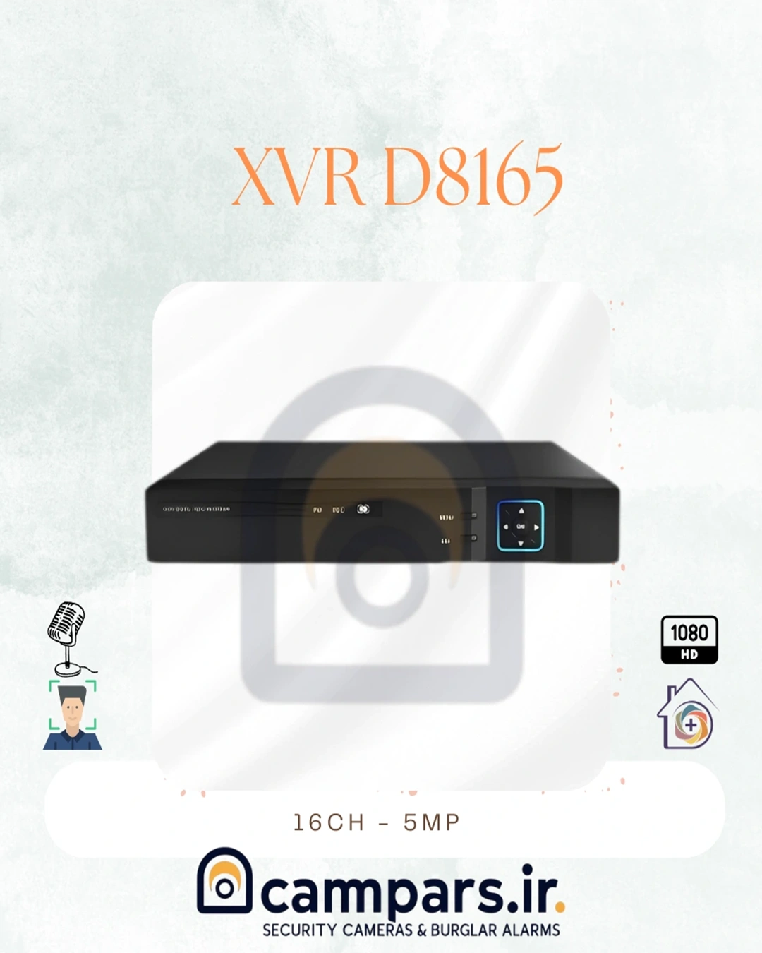 دستگاه ضبط 16 کانال DiR-8165 AHD با کیس بزرگ و پورت‌های HDMI، VGA، LAN و USB